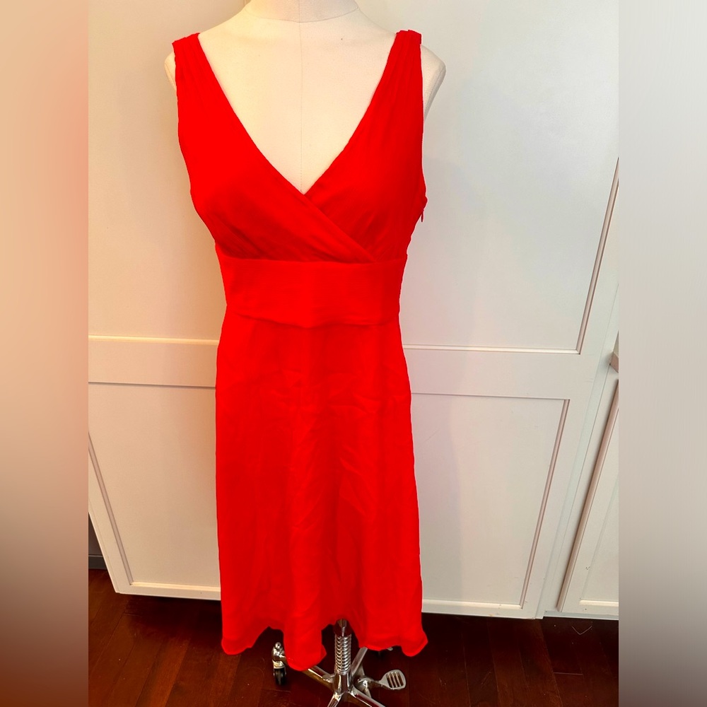 Jcrew coral silk midi dress